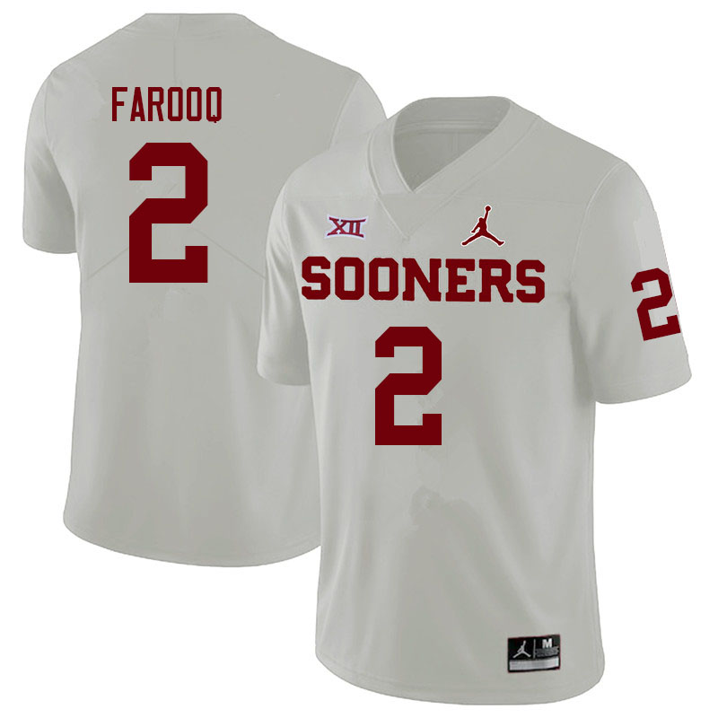 Oklahoma Sooners #3 Jalil Farooq College Football Jerseys Sale-White